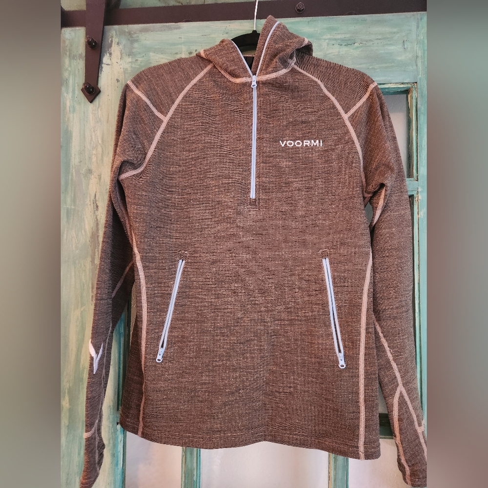 Voormi 1/4 Zip Access NXT Pullover Top Size M Charcoal Wool Blend Mid Layer
